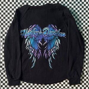 Harley-Davidson Black Top with Vibrant Wing Design